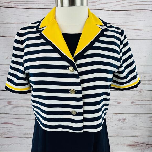 Danny & Nicole dress suit navy strip with yellow - Picture 2 of 13